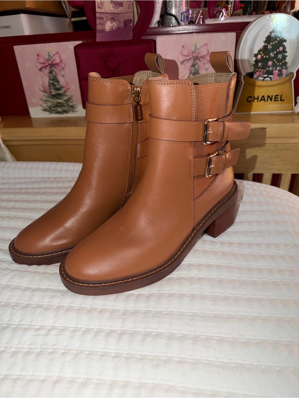 Blondo Tan Leather Buckle Ankle Booties